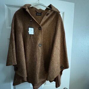 Peter James Classic Tan Cape with Button Accents